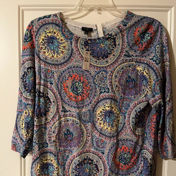 Talbots NWT Medallion Pattern Cotton Blend Sweater 3/4 Sleeve Size 1X - Picture 5 of 5